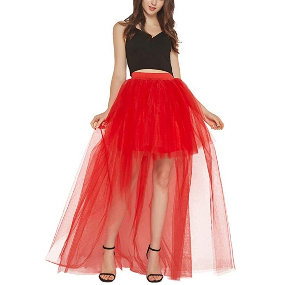 High low tulle skirt with high waist